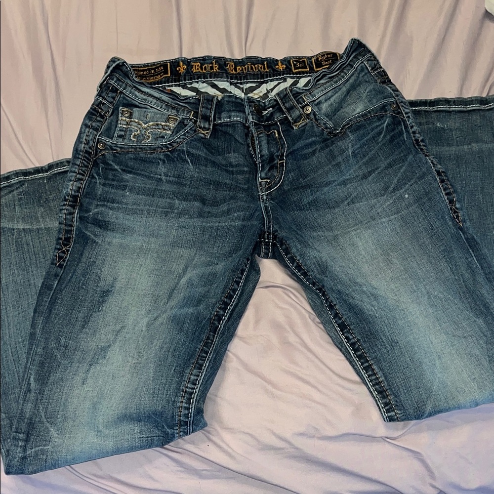 Rock Revival Blue Bootcut Jeans for Men
